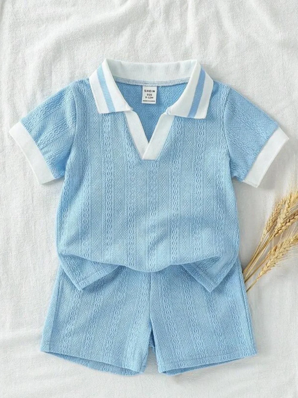 Toddler Boy Blue Knit Polo Top Set - 12-18M - Picture 1 of 8